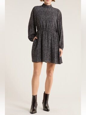 10 Crosby Derek Lam Briar Long Sleeve Fit & Flare Dress In Grey Pebble
